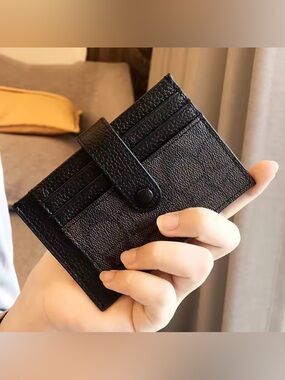 Target Black Pebbled Leather Card Slot Wallet with Snap